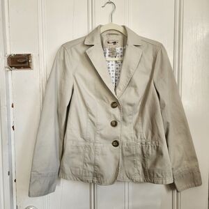 L.L. Bean Women's Khaki Tan Blazer Cotton Lined Size 4
